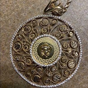 10kt Gold Versace pendant and rope chain